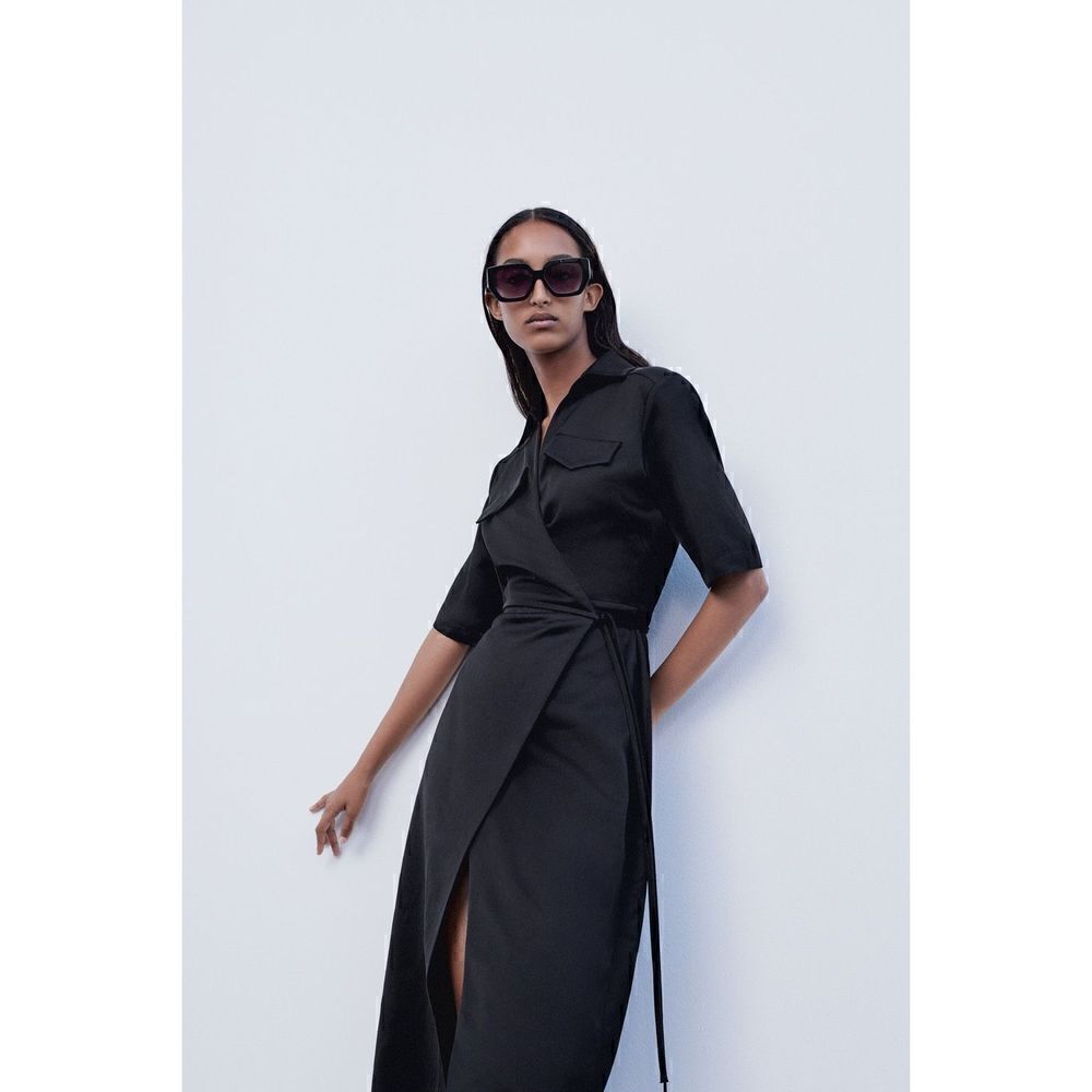 ZARA FLAP POCKET WRAP DRESS-NWT